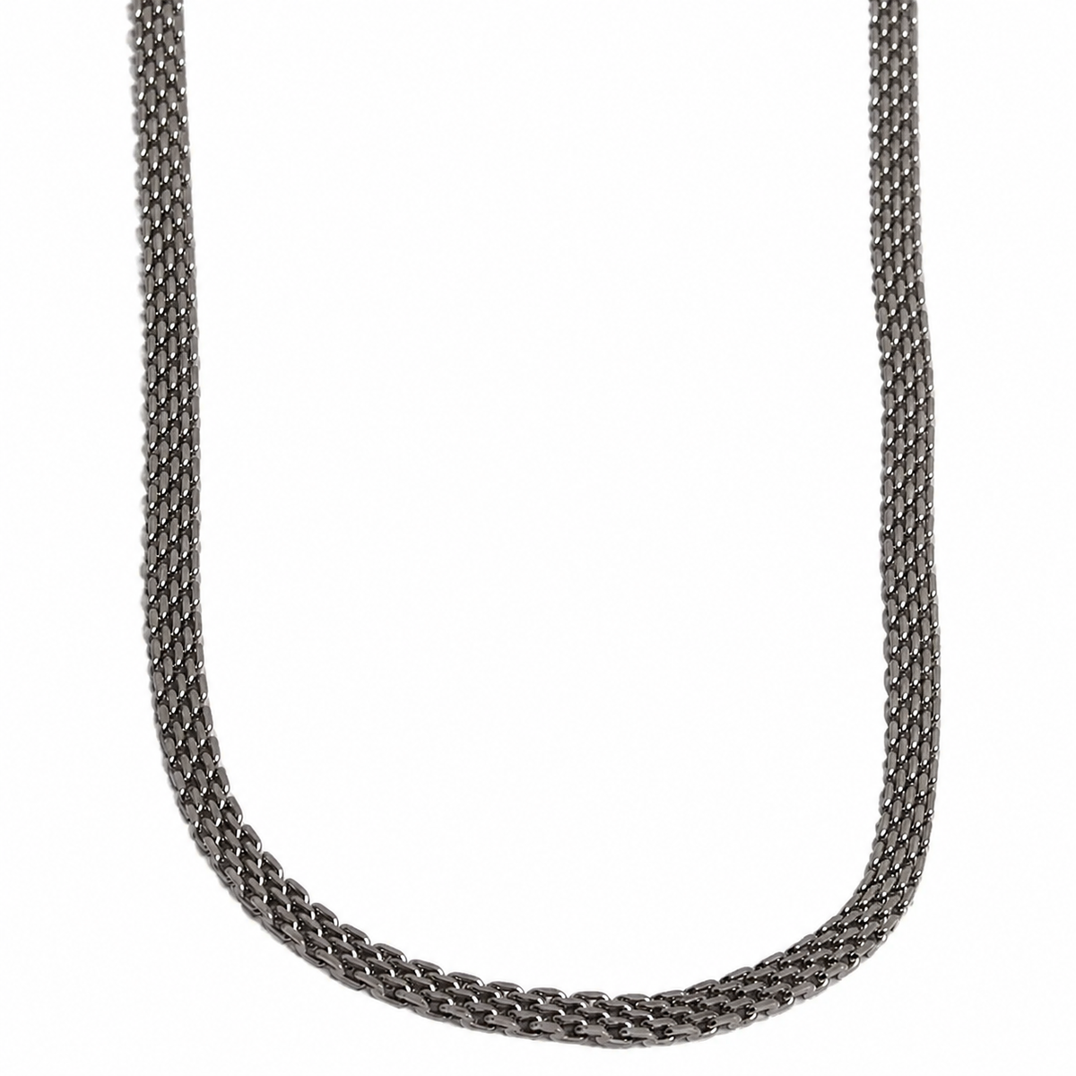 Erkek Çelik Hasır / Yassı Mesh Örgü Zincir Kolye (65 cm)