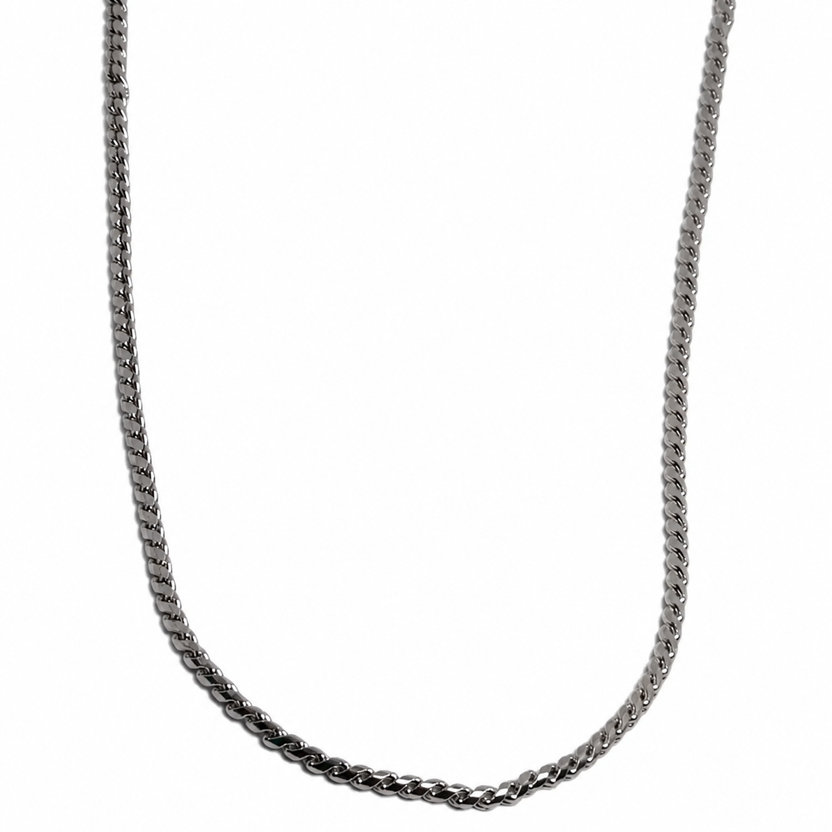 Erkek Çelik İnce Franco / Örgü Zincir Kolye (65 cm)