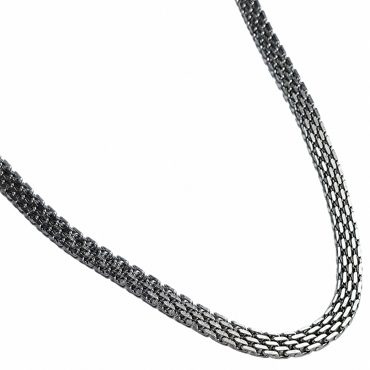 Erkek Çelik Hasır / Yassı Mesh Örgü Zincir Kolye (65 cm)