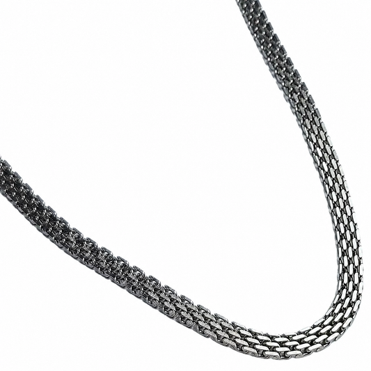 Erkek Çelik Hasır / Yassı Mesh Örgü Zincir Kolye (65 cm)